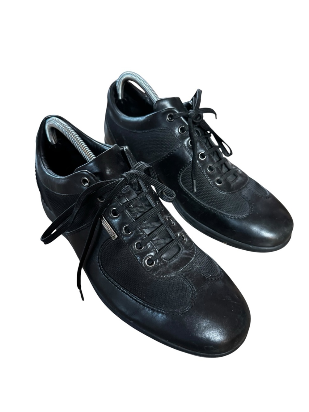 Men’s Ermenegildo Zenga Size 9 Black Leather and Fabric Lace Up Sneakers